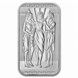 silver bar with a depiction of the iconic Three Graces